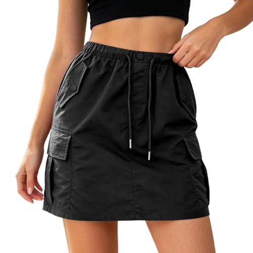 Jupe cargo utilitaire jupe midi trapèze coupe slim décontractée à taille haute