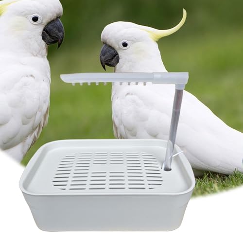 Fenteer Banheira Automática para Aves de Estimação, Chuveiro Elétrico para Papagaios, Branco