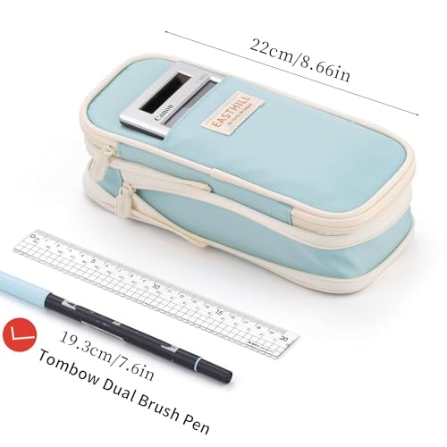 Image of LABUK Large Capacity Pencil Case Pouch, Cute Aesthetic Big Capacity Zipper Cases Pen Portable Office Stationery Makeup Bag, Desk Organizer for College Adults Women Men (SkyBlue)