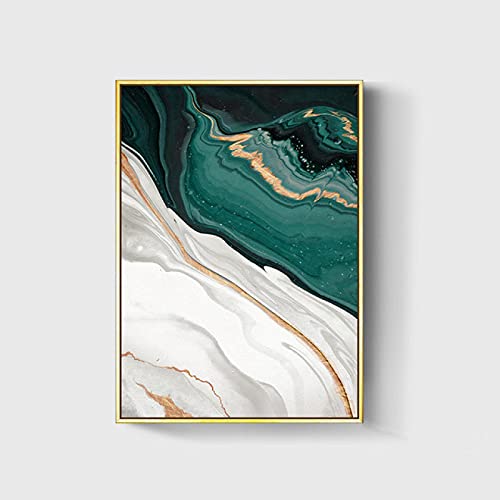 Peintures toile art abstrait haut de gamme vert et feuille d'or moderne 20x30cm x3 - 4