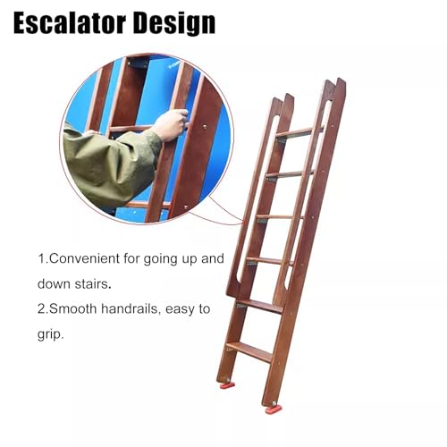 Escalera de escape resistente de madera de 200 cm con pasamanos seguro 5