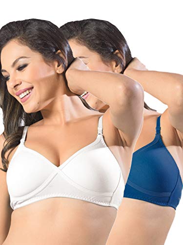Image of SONARI Womens Non Padded Regular Cotton Bra | Wire-Free, Medium Coverage, Sewn-in Bump for Natural Lift, Polycotton Blend Fabric, Hook & Eye Closure, Adjustable Straps - Violet
