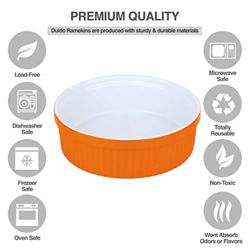 Souffle Dish Ramekins for Baking – 48 Oz, 1.5 Quart Large Ceramic Oven Safe Round Fluted Bowl with Mini Condiment Spoon for Soufflé Pot Pie Casserole Pasta Roasted Vegetables Baked Desserts (Orange) - Thumbnail 3