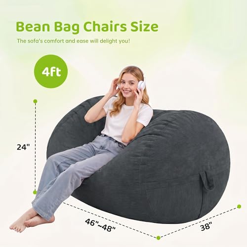 Image of 4FT Bean Bag Chair 4'Big Bean Bag Chairs with Adults, Large Beanbag Chair