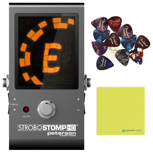 Peterson Tuners Ss-Hd Strobostomp Bundle Hd Guitar & Bass Pedal W/ 12X Picks & Liquid Audio Polishing Cloth True Strobe 0.1 Cent Accuracy #TOP28