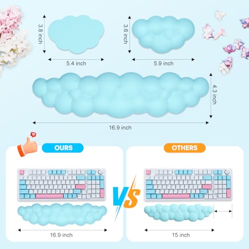 Image of JIKIOU Upgrade Leather Cloud Wrist Rest for Keyboard and Mouse & Cup Pad | Wish Gift-Cute Cloud Shape, Comfortable and don't Irritate to Skin, Non-Slip PU Base,Soft Memory Foam filled for Pain Relief