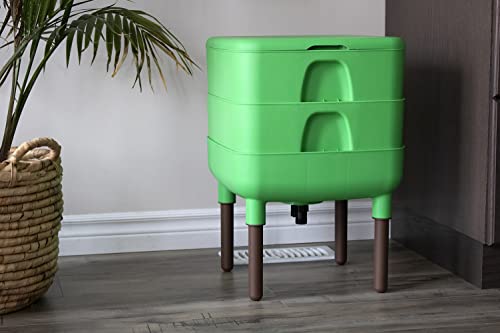 Image of FCMP Outdoor - The Essential Living Composter, 2-Tray Worm Vermicomposter Bin (HF-LC4000v2-GRN) Green