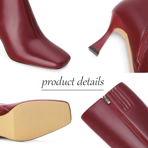 Image of Dsevht Black Leather Knee High Boots for Women Stiletto Kitten Heeled Sexy Boots Square Toe and Side Zipper Design Fashion Dress Boots
