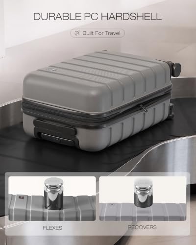 Image of Coolife Luggage Set, 3 Piece Lightweight Durable Hardshell, Platinum