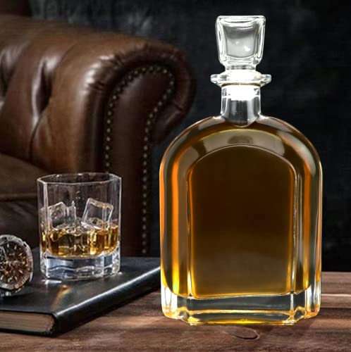 Salzesfalls Whiskey Decanter With Glass Stopper-Whiskey Glass Bottle With Airtight Geometric Stopper For Wine, Bourbon, Brandy, Liquor, Tequila, Liquor Decanter For Men.（2 Pack） #TOP6