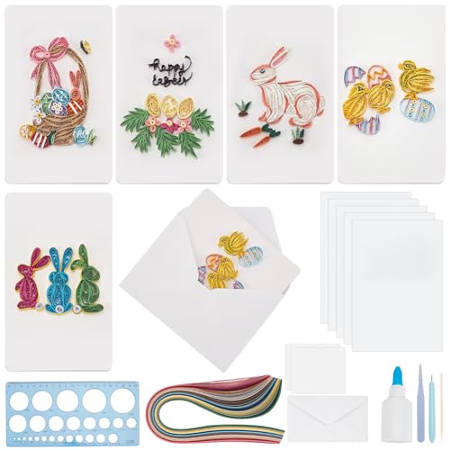 WEBEEDY 20 conjuntos de kit de quilling de papel DIY Dia da Páscoa para adultos iniciantes, 5 estilo