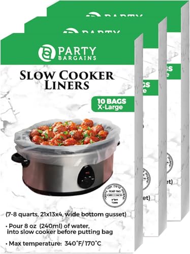 Party Bargains 30 Bags Slow Cooker Liners - Fits 7-8 Quarts, 21 x 4 x 13 Inches, 4