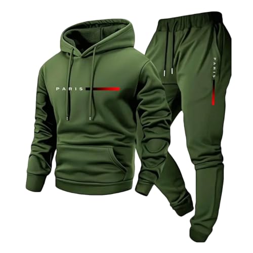 gsatuba Sweatsuits For Men 2 Piece Hoodies And Joggers Set Casual Athletic Sweatpants Hooded Sweatshirt Track Suit Army Green Men Sweat Suits M