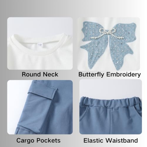 Image of Girls Clothes 2 Piece Hoodie Sweatshirt + Cargo Pants Fall Winter Outfits for Teen Tween Girls 7-14 Years