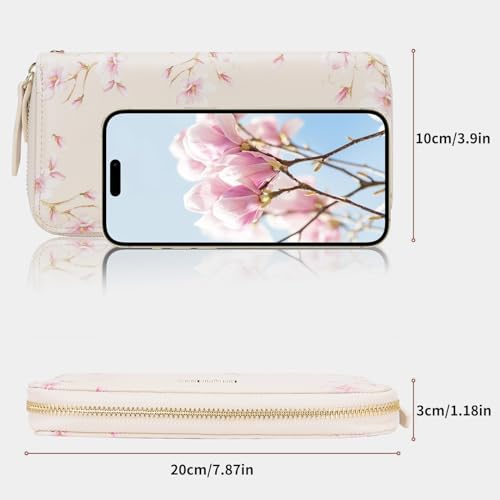 Image of Pomelo Best Wristlet Women Wallet Floral RFID Clutch Purse | Vegan Leather, Multi Credit Card, Large Capacity Zip Around Long Travel Wallets with Coin and Phone Pocket for Ladies