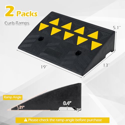 Rampa para bordillo de caucho resistente Goplus 2 piezas 15 Ton 5 in altura miniatura 3