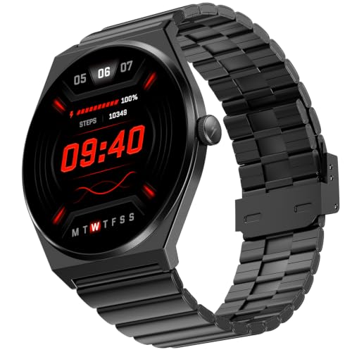Image of Fire-Boltt Phoenix Nova Smartwatch 1.43 inch Slim Super AMOLED Display, 466x466 Pixel Always-On Display, Bluetooth Calling, Health Tracker for Men & Women Obsidian Black