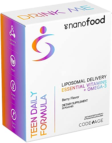 Codeage Multivitamins For Teens, Liquid Vitamin C for Teenagers, Vitamin A B6 B12 D3 E For Kids, Biotin Zinc Omega-3 Folate, Liposomal Vitamins Supplement, One Daily Sachet, Vegan, Non-GMO, 30 Pouches - Thumbnail 5