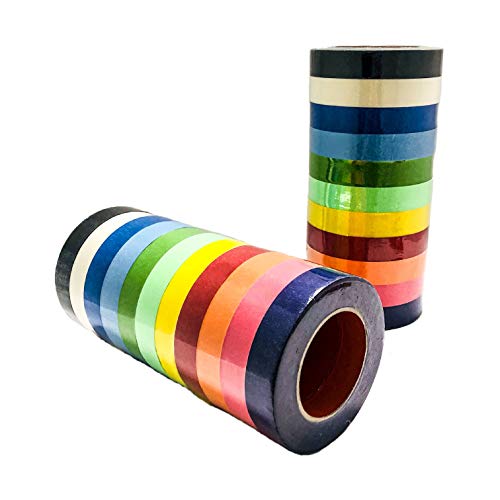 Rhinoceros Rainbow Colored Masking Tape - 11 Pack of 1 inch x 60yd Extra Large Rolls - 11 Color Craft Paper Tape - Colorful Tape for Art, Labeling, Classroom Decorations, Bulk Teaching Supplies