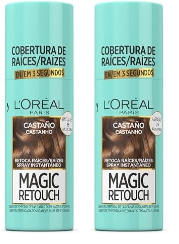 L'OREAL PARIS Magic Retouch Spray Retoca Raíces y Canas Castaño 75ml (Paquete de 2)
