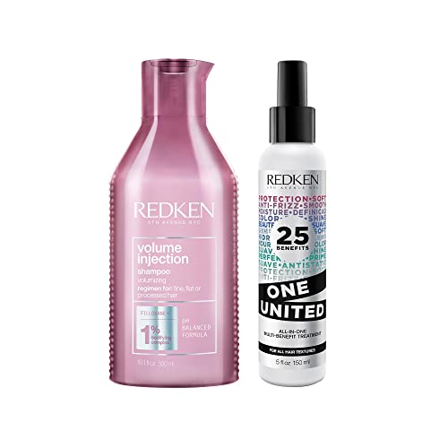 Redken Pflegeset, Volume Injection Shampoo mit reparierendem Volumen-Boost & feuchtigkeitsspendendes One United Multi-Benefit-Treatment