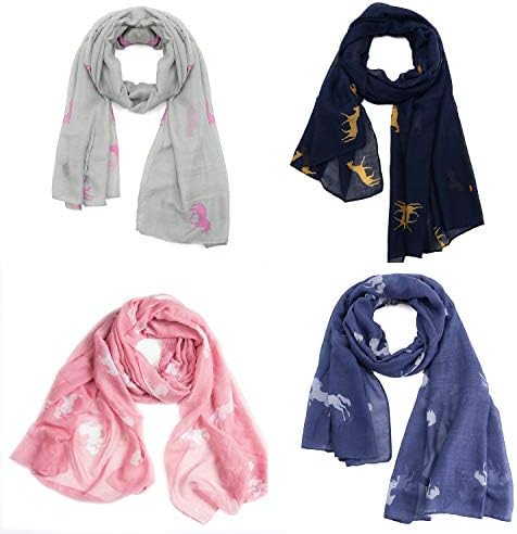AnJuHoPa Viscose Scarf Loop Shawl Bandana Woven Neckerchief Thin Breathable Elegant Scarf animal Print for Girls and Women