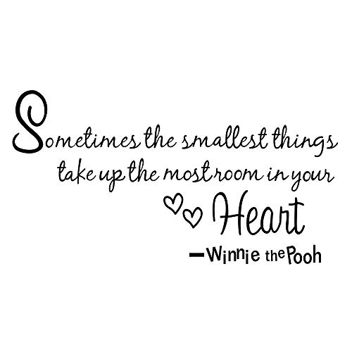 DNVEN Quotes Wall Decals Inspirational Wall Stickers Sometimes The Smallest Things Take up The Most Room in Your Heart Word Wall Decor for Bedrooms Living Rooms 23 x 12 inches