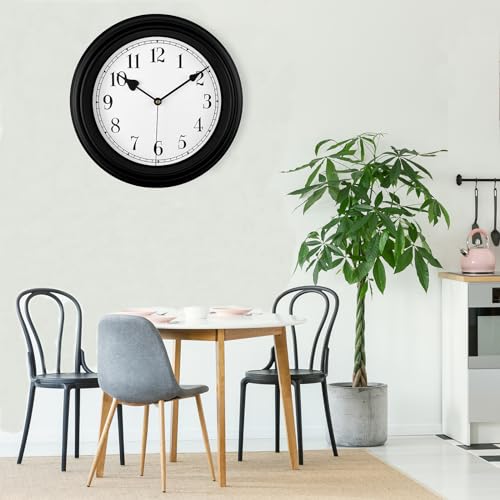 DIYZON Retro Wall Clock, 10 Inch Vintage Silent Non Ticking Classic Clocks, Easy to Read, Quality Quartz Clock Battery Operated, Decorative Bedroom, Kitchen