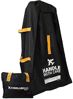 Durable Stroller Bag System for Air Travel Gate Check Extra Strength with Carrying Pouch (Black) with Bonus E-Book
