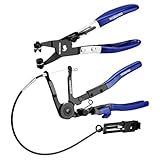 WORKPRO 2-Piece Hose Clamp Pliers Set, 27' Flexible Hose Clamp Plier & Flat Band Hose Pliers Removal Tool for Car Coolant Hose, Water Pipe