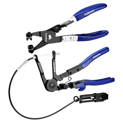WORKPRO 2PCS Hose Clamp Pliers Set 27Flexible & Flat Band Clamp Pliers