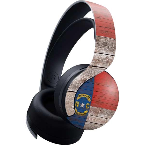 Skinit Decal Gaming Skin Compatible with Pulse 3D Wireless Headset for PS5 - North Carolina Flag Dark Wood Design