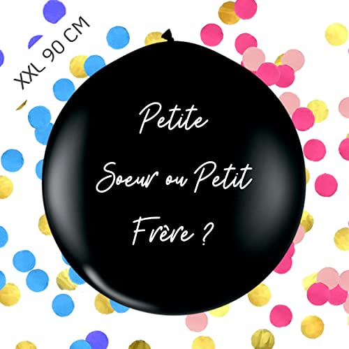KIT BALLON XXL BABY SHOWER MARQUE FRANCAISE RXLITE FRERE SOEUR CONFETTIS BLEUS ROSES ANNONCE SEXE DE L'ENFANT IDEAL GROSSESSE FUTURE MAMAN ET BEBE DECORATION GENDER REVEAL CADEAU F OU S Cover