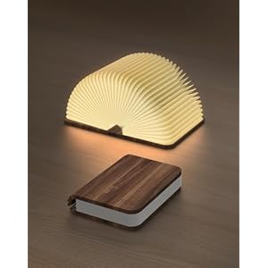 4.7 Inch Wooden Book Lamp,3 Colors Folding Book Light, Battery Operated Lamp, LED Ambient Lighting, Magnetic Mood Lighting for Home&Library Decor (Walnut)