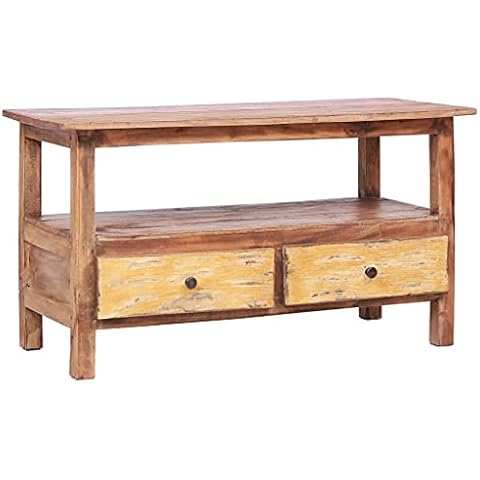 vidaXL TV Schrank mit 2 Schubladen Lowboard Fernsehschrank Fernsehtisch HiFi-Schrank Sideboard TV Möbel 90x40x50cm Recyceltes Massivholz Cover