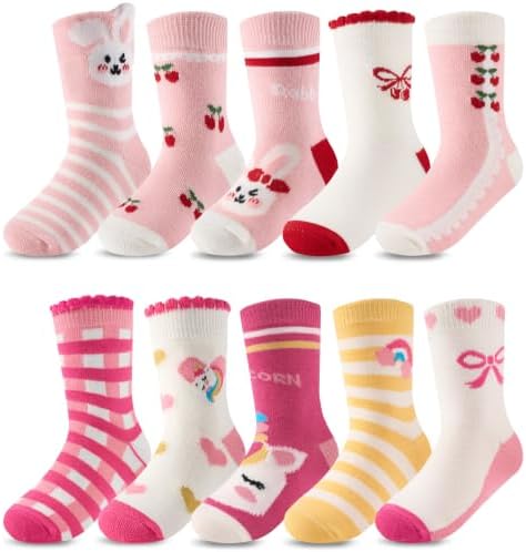 SockWaddles Kinder Socken Jungen und Mädchen, 10 Paar Baumwollsocken | 82 % Baumwolle, verstärkte Zehen und Fersen, atmungsaktiver Komfort für Schule, Sport und Freizeit, Geschenkb