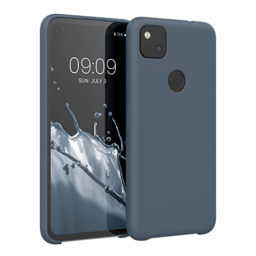 kwmobile Carcasa Compatible con Google Pixel 4a Funda - Case TPU y Silicona antigolpes - Apto Carga inalámbrica - Pizarra Oscura