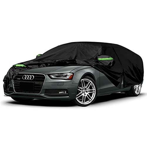 Waterproof Car Cover Replace for 2008-2025 Audi A4/S4 Sedan, 6 Layers All Weather Full Car Covers with Zipper Door & Windproof Bands for Snow Rain Dust Hail Protection (A4)