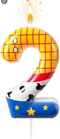 Yellow White Blue Birthday Candle,Story Inspired Game Birthday Number 2 Candles Cartoon Story Number Candles for Boys Girls Birthday Decoration Anniversary Celebrations Supplies 2