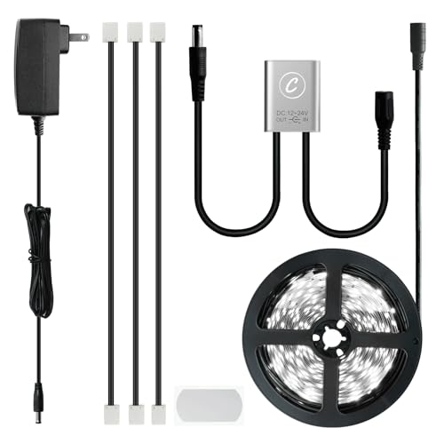 SENSKY 19.7FT/6M Cabinet Lighting Kit Flexible LED Strip Lights Kit with Cabinet Sensor Switch,Power Adapter for Gun Safe Cabinet Pantry Wardrobe Lighting (6000K, 6M)