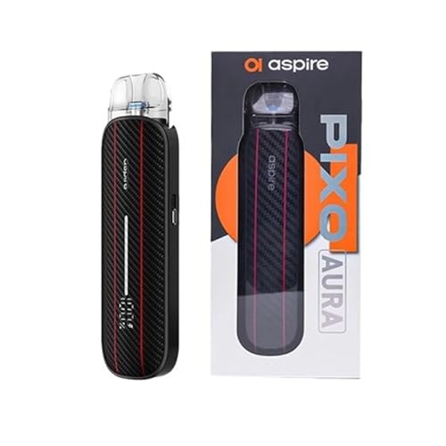 Aspire Pixo Aura Pod Kit, batterie intégrée de 1300 mAh, flux d'air réglable, indicateur LED, affichage numérique clair et lisible, activation automatique, bobine...