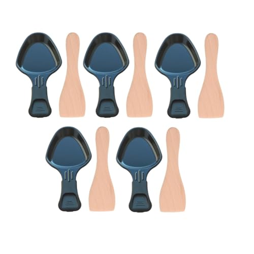 Lot de 5 coupelles à raclette et 5 pelles en bois pour Poêlon spatule raclette Raclette gril Wok AS306001 AS306003 TEFAL - vue 2