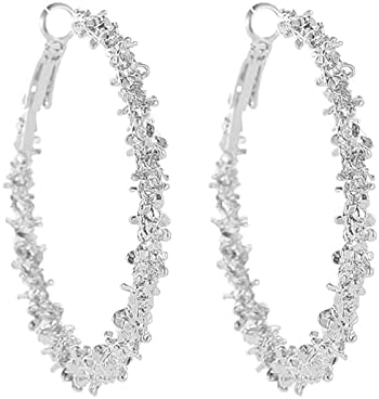 Extra Large Hoop Earrings for Women Women's Earrings Fashion Earrings Stainless Steel Heart Chunky (Silver-b, One Size)