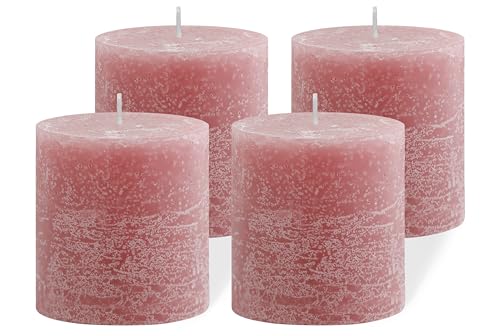 Brandsseller 4er Set Stumpenkerzen 7x7,5 cm – durchgefärbt & aus...