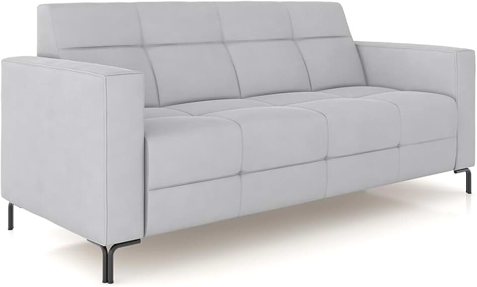 Sofá 2 Lugares Sala Living Industrial 160cm Senna K01 Veludo Cinza - Lyam Decor