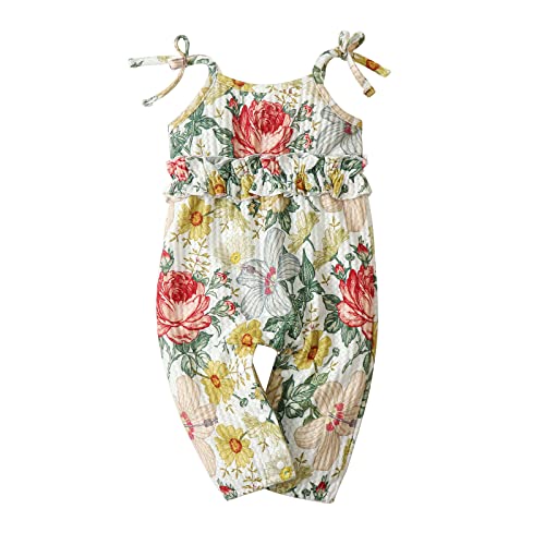 Image of PAKGLEJG Newborn Baby Girl Clothes Outfits Infant Ribbed Long Sleeve Romper Floral Pants Set Fall Clothing for Girls
