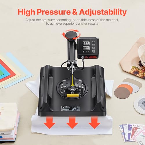 Image of VEVOR Heat Press Machine 8 in 1 Combo 15x15 Inch, 360 Swing Away Digital Tshirt Press Machine, Clamshell Sublimation Heat Press for Printing T-Shirt Hat Mug Plate Vinyl, Heat Transfer Projects