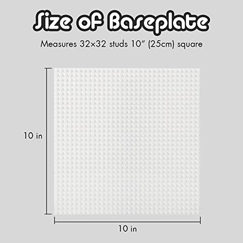 Image of Lekebaby Classic Baseplates Building Base for Building Bricks 100% Compatible with Major Brands-Baseplate 10 inch x 10 inch, Pack of 6 (White)