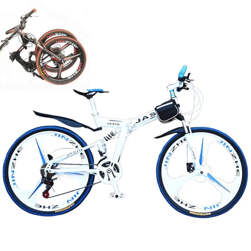 CUIOT 自転車 マウンテンバイクコストパフォーマンス 24/ 26インチ 21段変速 折りたた メカニカルディスク前後装着 クロスバイク 泥よけ、空気入れ、ワイヤ錠のプレゼント付き 男女兼用 通勤 アウトドアに,白,24 inch