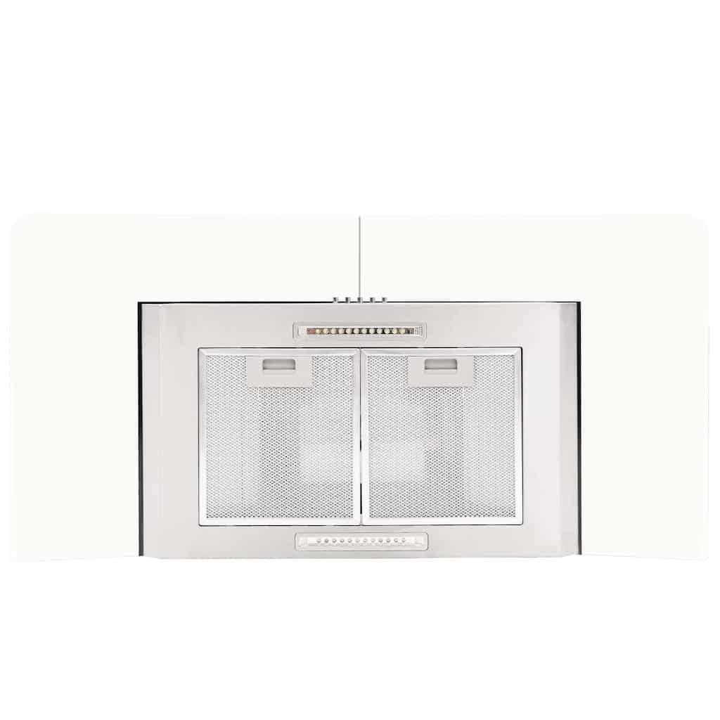 Okap kuchenny montowany na ścianie 90 cm ze stali nierdzewnej z hartowanym szkłem, wydajność powietrza 756 m³/h, oświetlenie LED, 3-stopniowe odsysanie, w zestawie filtr węglowy i aluminiowy